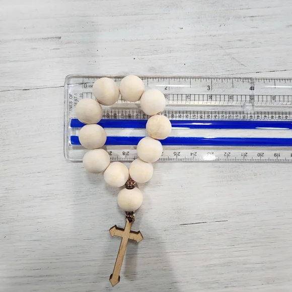 Lot of 12 wood beads rosary. Gifts/party favors-baptism, wedding, confirmation